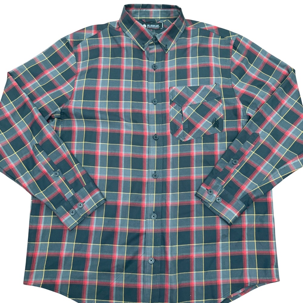 Alaskan Hardgear Flannel Shirt Mens L Midnight Sun Plaid‎ Wool Blend Button Down